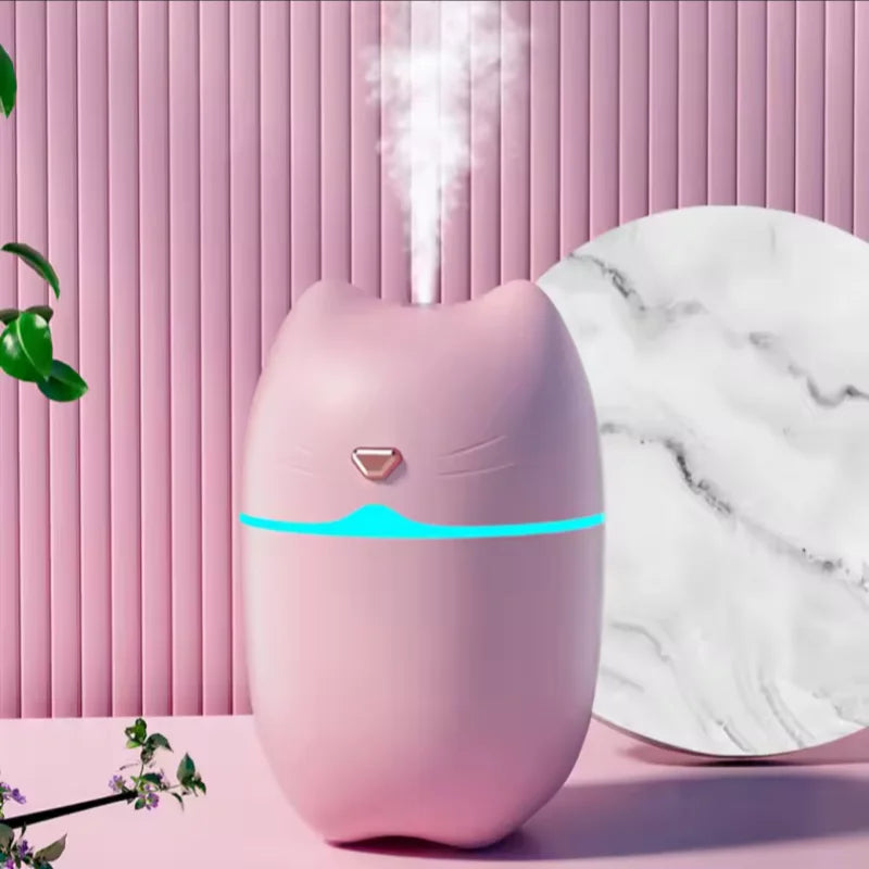 Cute Cat USB Mini Humidifier Desktop Mist Maker with LED Night Light - 2