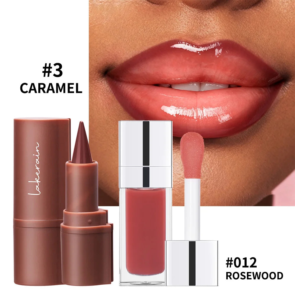 Lip Liner And Lip Gloss Set Hydrating Shine Lip Makeup Combo