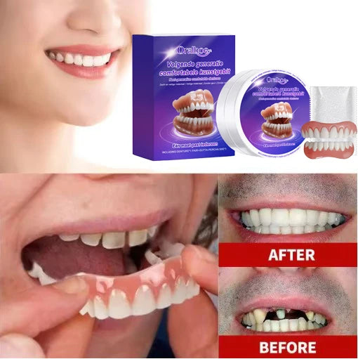 Flexible Silicone Dentures Full Set False Teeth Smile Replacement