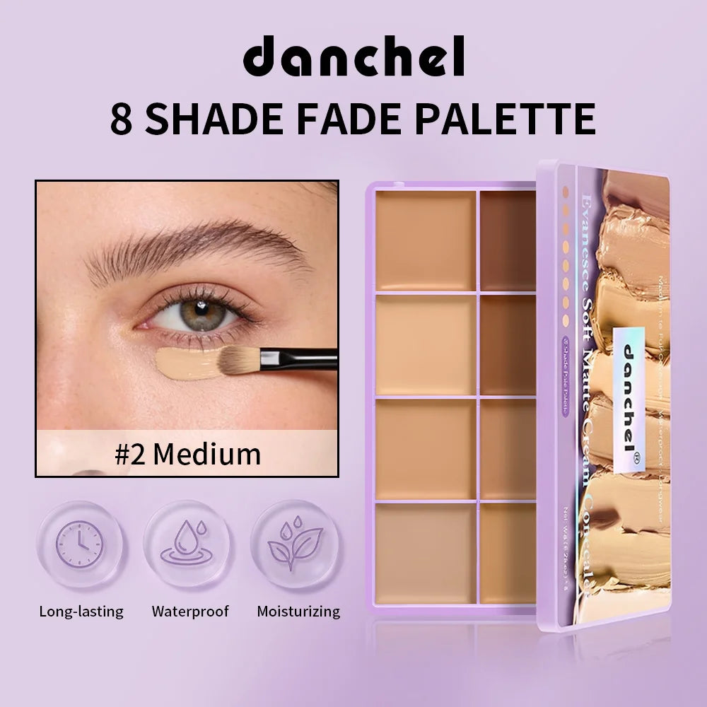 8 Shade Cream Concealer Palette Waterproof Full Coverage Makeup Kit - 2