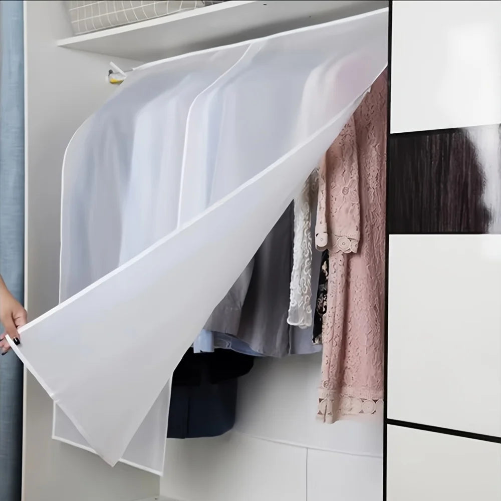 4pcs Garment Bag Set Translucent Clothes Dust Cover Hanging Organizer - 3