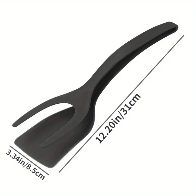 2 in 1 Silicone Spatula Tongs Non Stick Egg Flipper and Kitchen Tool - 8