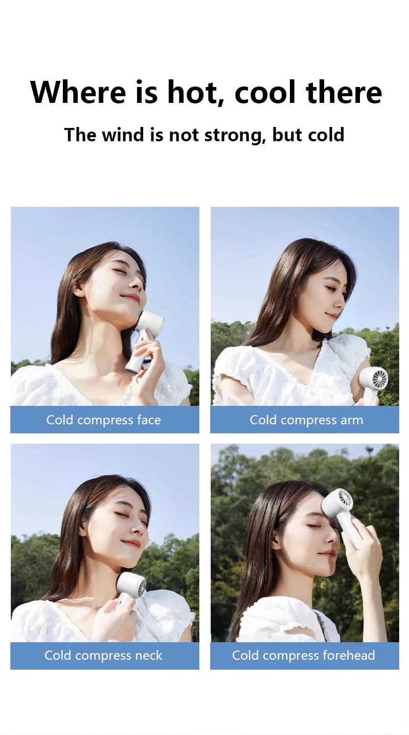 Rechargeable Turbo Mini Handheld Fan with Ice Cooler