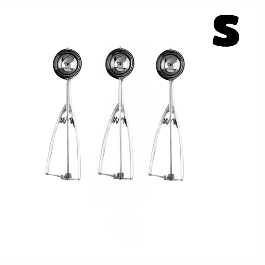 3pc Stainless Steel Ice Cream Scoop Set Trigger Cookie Dough Baller - 19