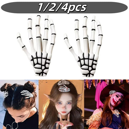 Skeleton Hand Hair Clip Gothic Punk Halloween Horror Hair Accessories