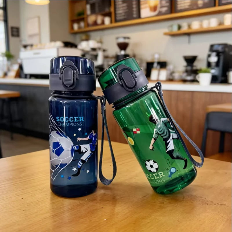 400ml Soccer Water Bottle Leak Proof Kids Sport Cup with Carry Strap
