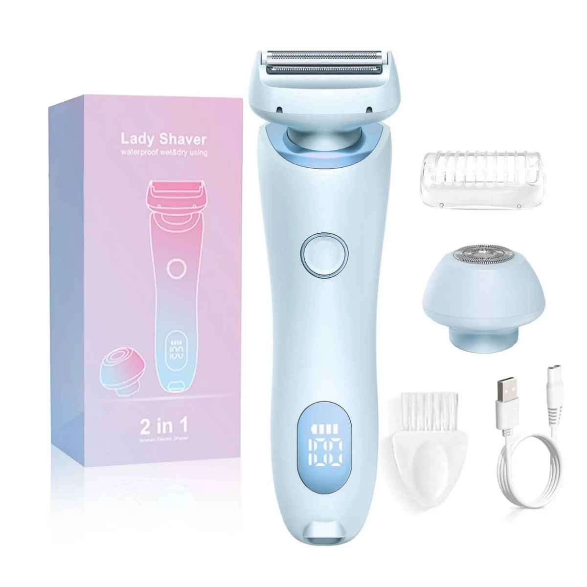 2 in 1 Women Electric Shaver Dual Head Bikini Trimmer Hair Remover