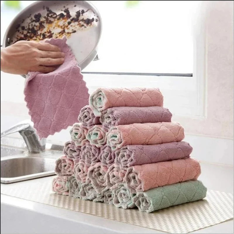 Microfiber Kitchen Cleaning Cloths - Nonstick Oil Absorbent Dish Towels