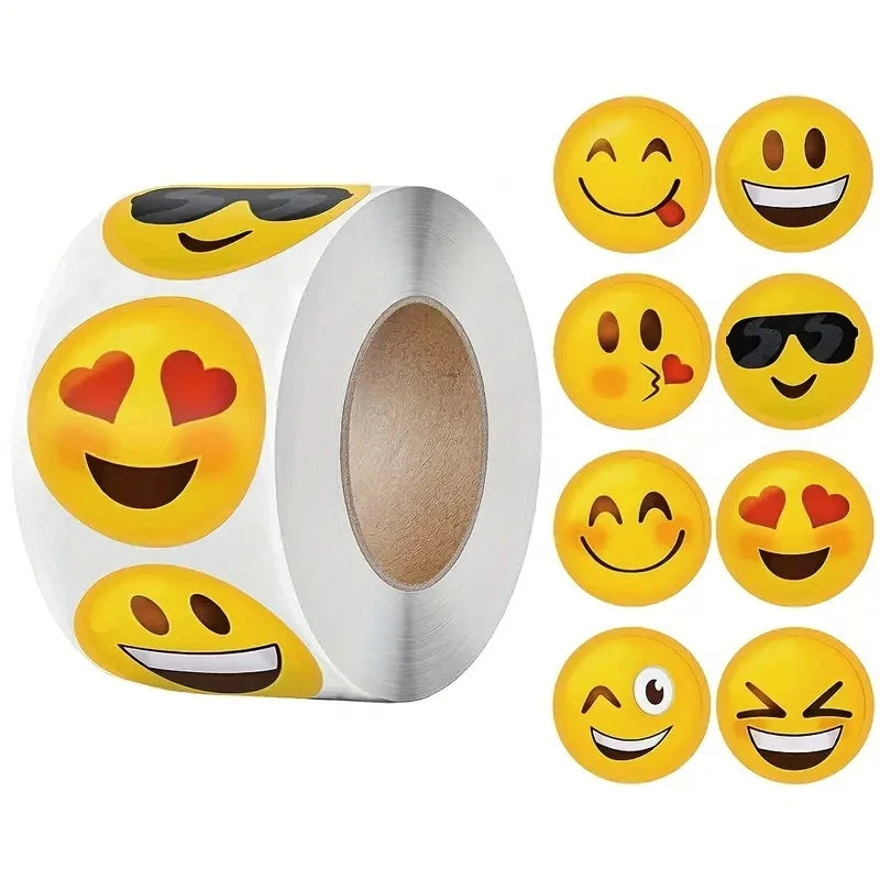 500 Pcs Emoji Sticker Roll Reward Labels for Kids Crafting and Parties - 8