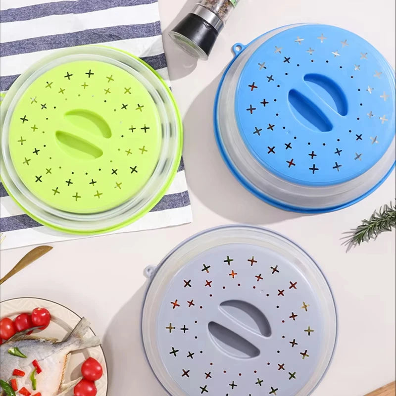 Collapsible Microwave Splatter Cover and Food Strainer Lid - 2