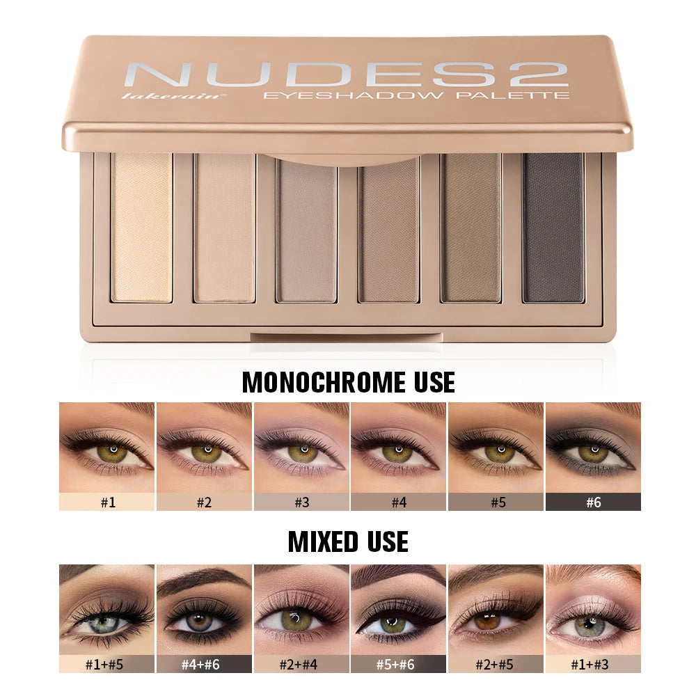 6-Color Eyeshadow Palette Matte Neutral Nude Blendable Eye Makeup - 1
