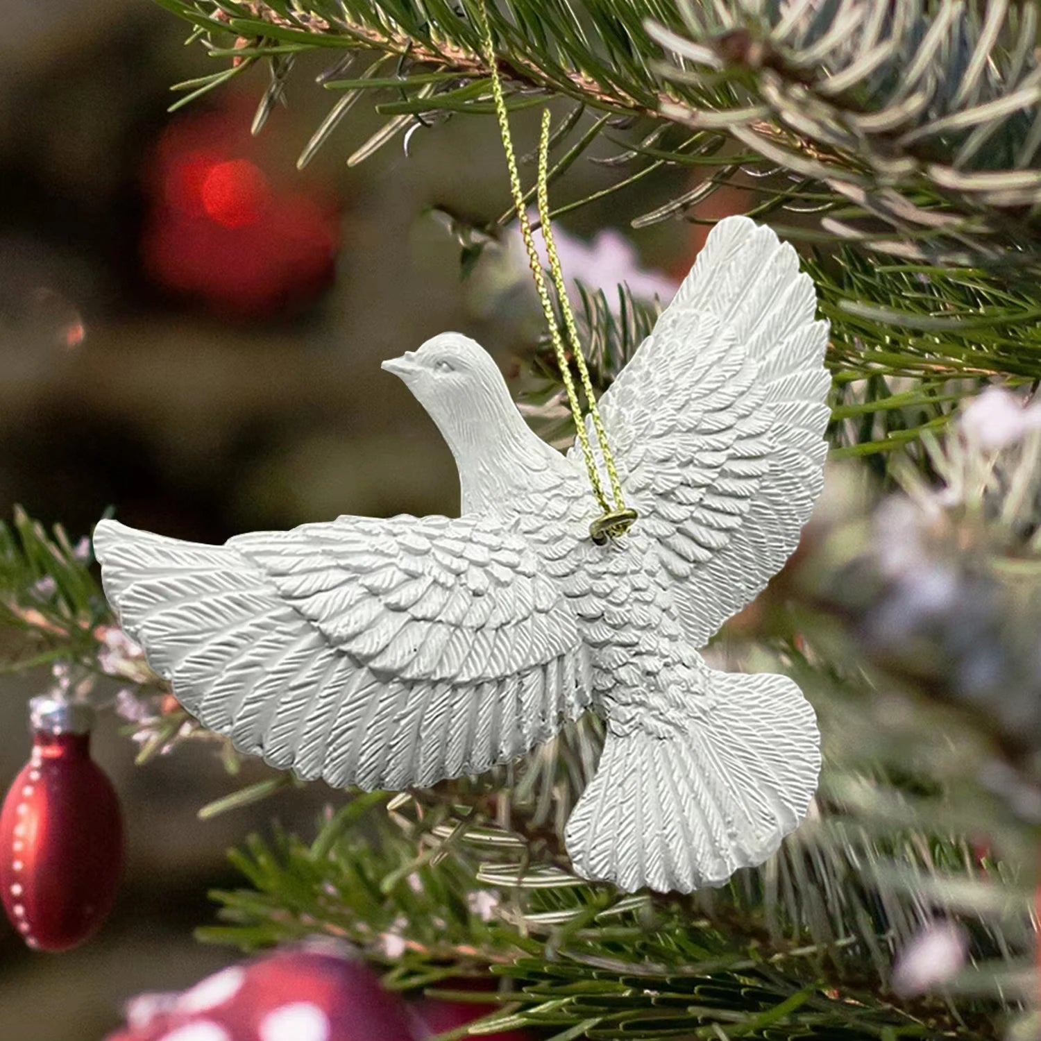 Peace Dove Christmas Ornaments Resin Hanging Tree Decor Gift Set - 2