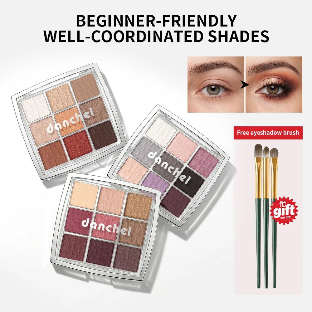 Danchel 9 Color Eyeshadow Palette Matte Shimmer Nude Smoky Eye Makeup - 1