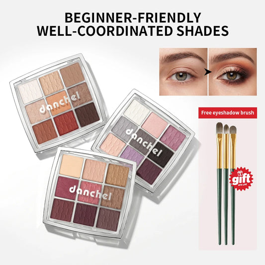 Danchel 9 Color Eyeshadow Palette Matte Shimmer Nude Smoky Eye Makeup