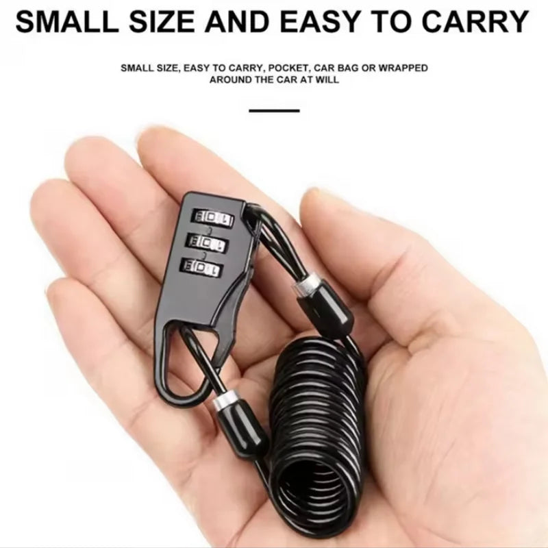 Portable 3-Digit Helmet Lock Mountain Bike Bicycle Password Cable Lock - 3