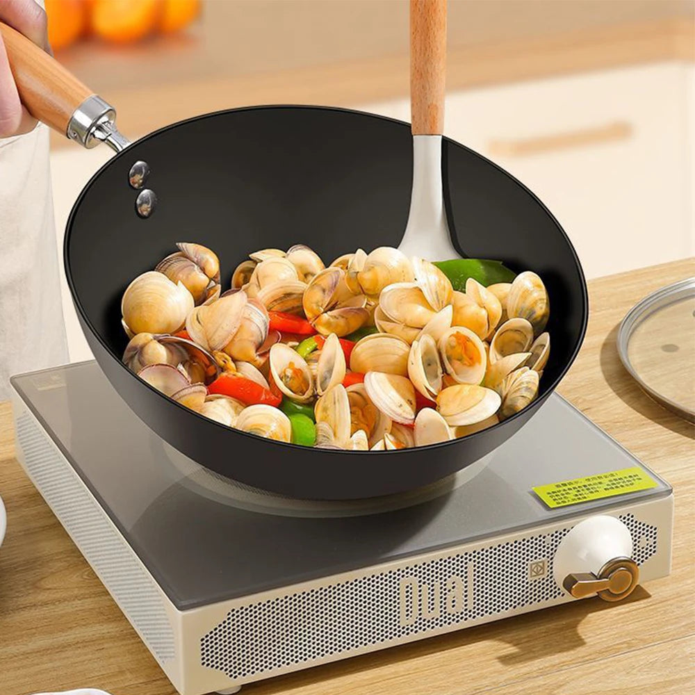 Non Stick Frying Pan Iron Wok Induction Kitchen Cooking Skillet Pan - 10