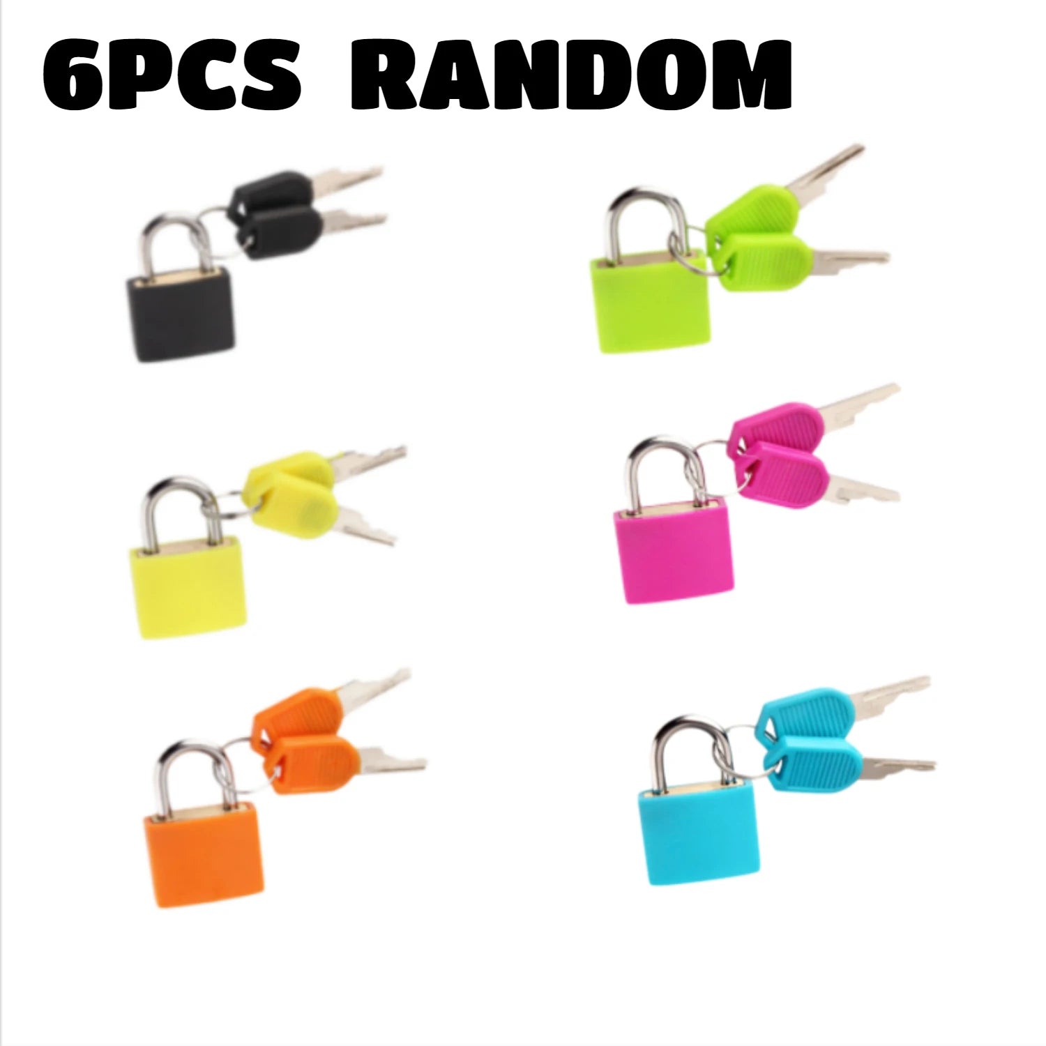 6pc Small Padlock Set with Keys Portable Travel Suitcase Diary Lock - 20