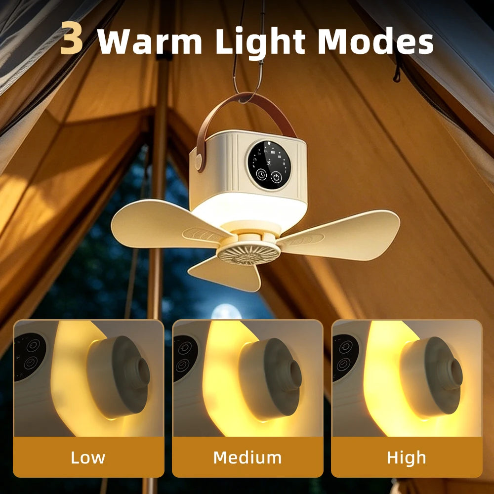 Portable Rechargeable Ceiling Fan with LED Light & Remote Control - 3