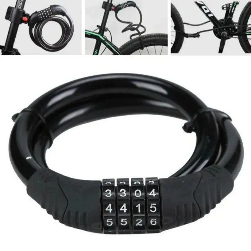 4-Digit Bicycle Cable Lock Anti-Theft MTB Combination Security Lock