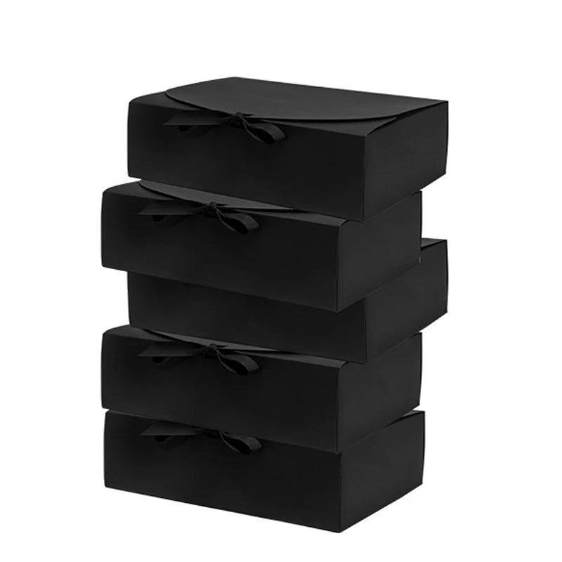 4 Pack Black Gift Boxes with Lids Elegant Wedding and Party Favor Boxes - 11