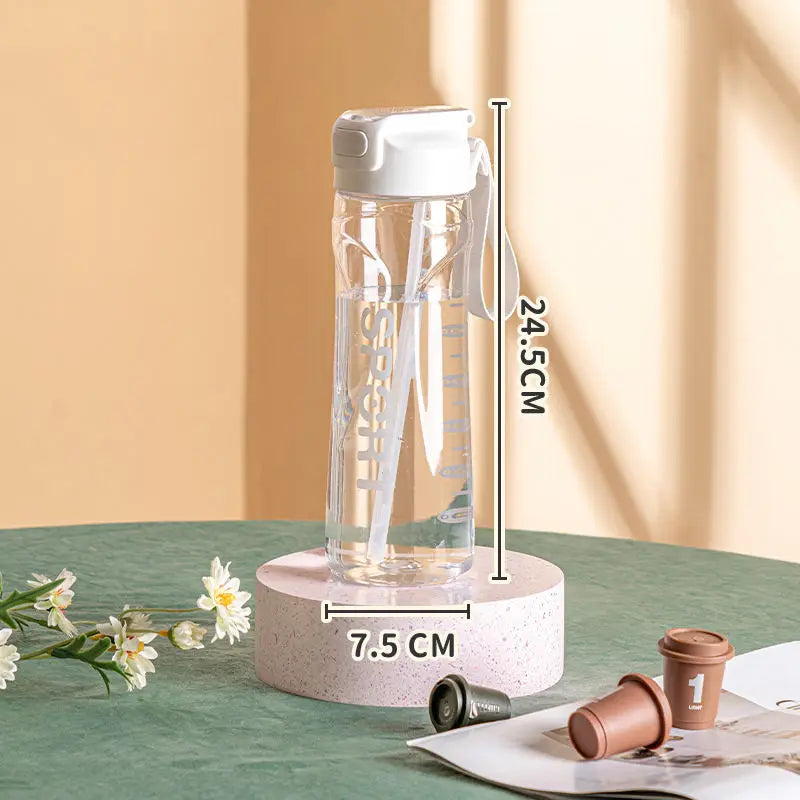 800ml Portable Sport Water Bottle with Straw Leak Proof Gym Cup - 7
