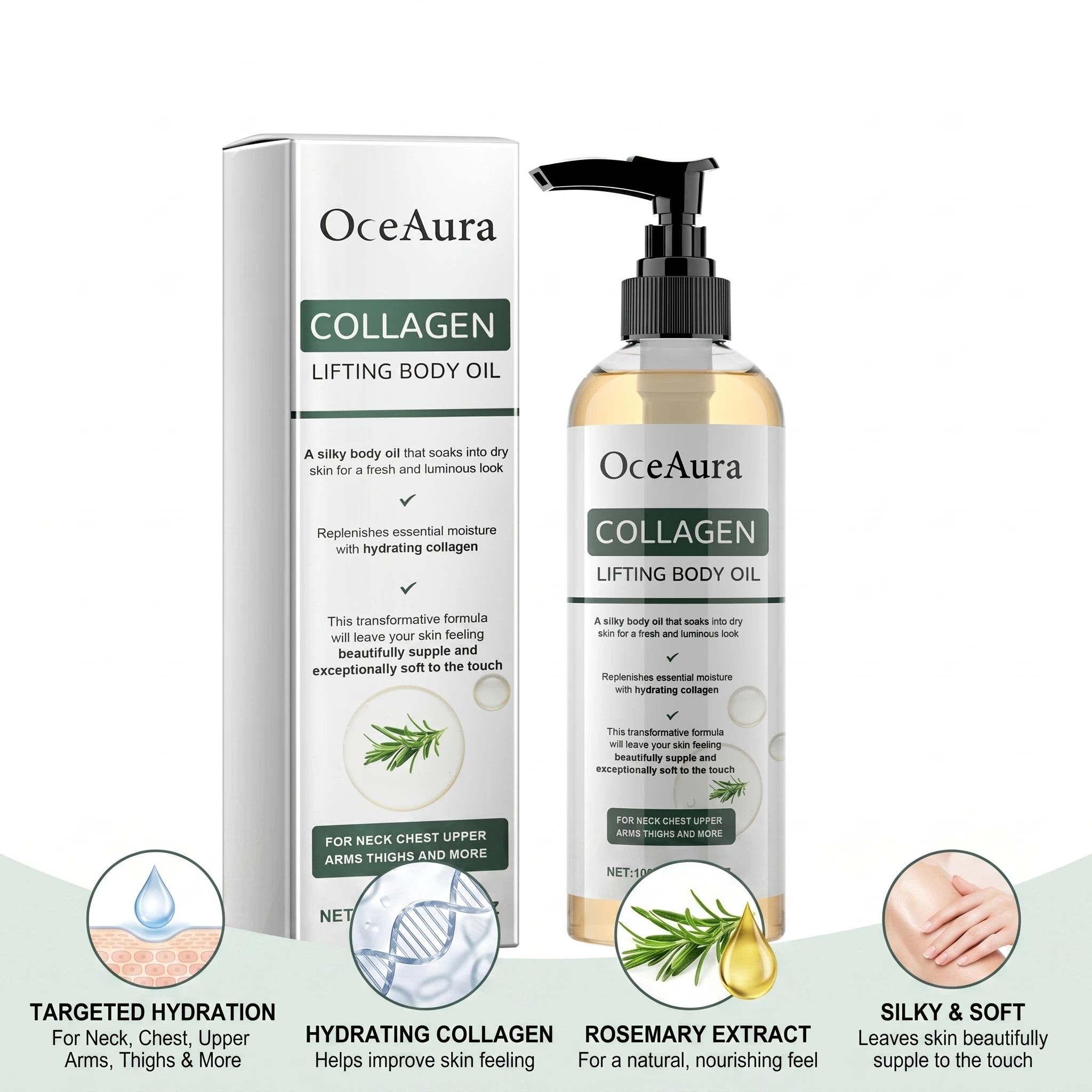 Collagen Body Firming Massage Oil Tightening Hydrating Skin Care - 9