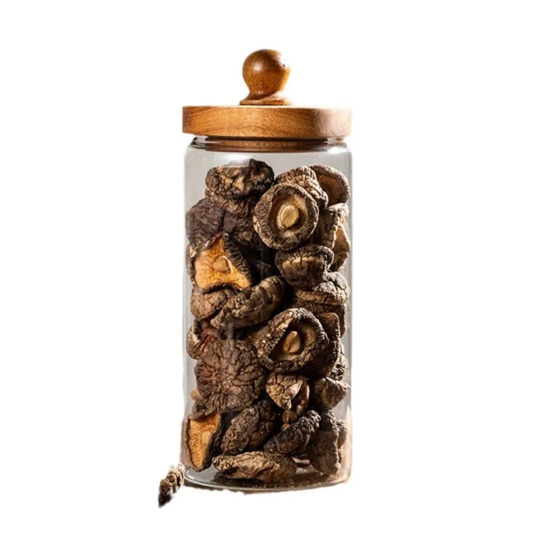 Airtight Glass Food Storage Jar with Acacia Wood Lid Kitchen Canister - 15