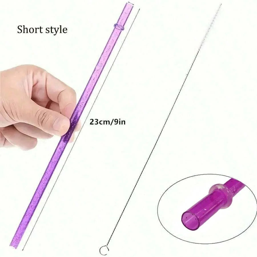 12pcs Reusable Sparkle Straws Set with Cleaning Brush for Tumblers - 3