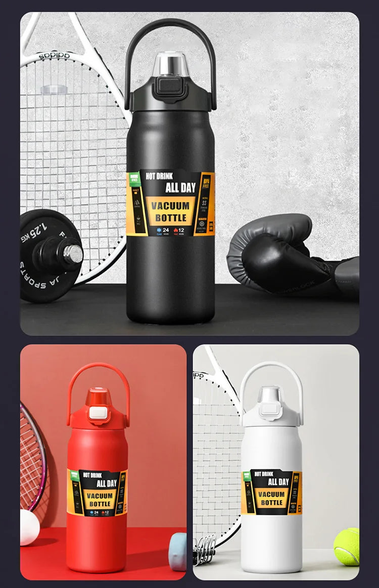 Insulated Stainless Steel Water Bottle Vacuum Flask with Straw Lid