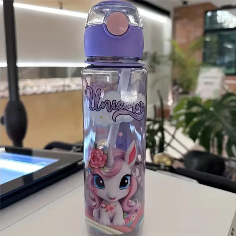 700ml Unicorn Space Cup Reusable Sport Water Bottle Portable Straw Jug - 16