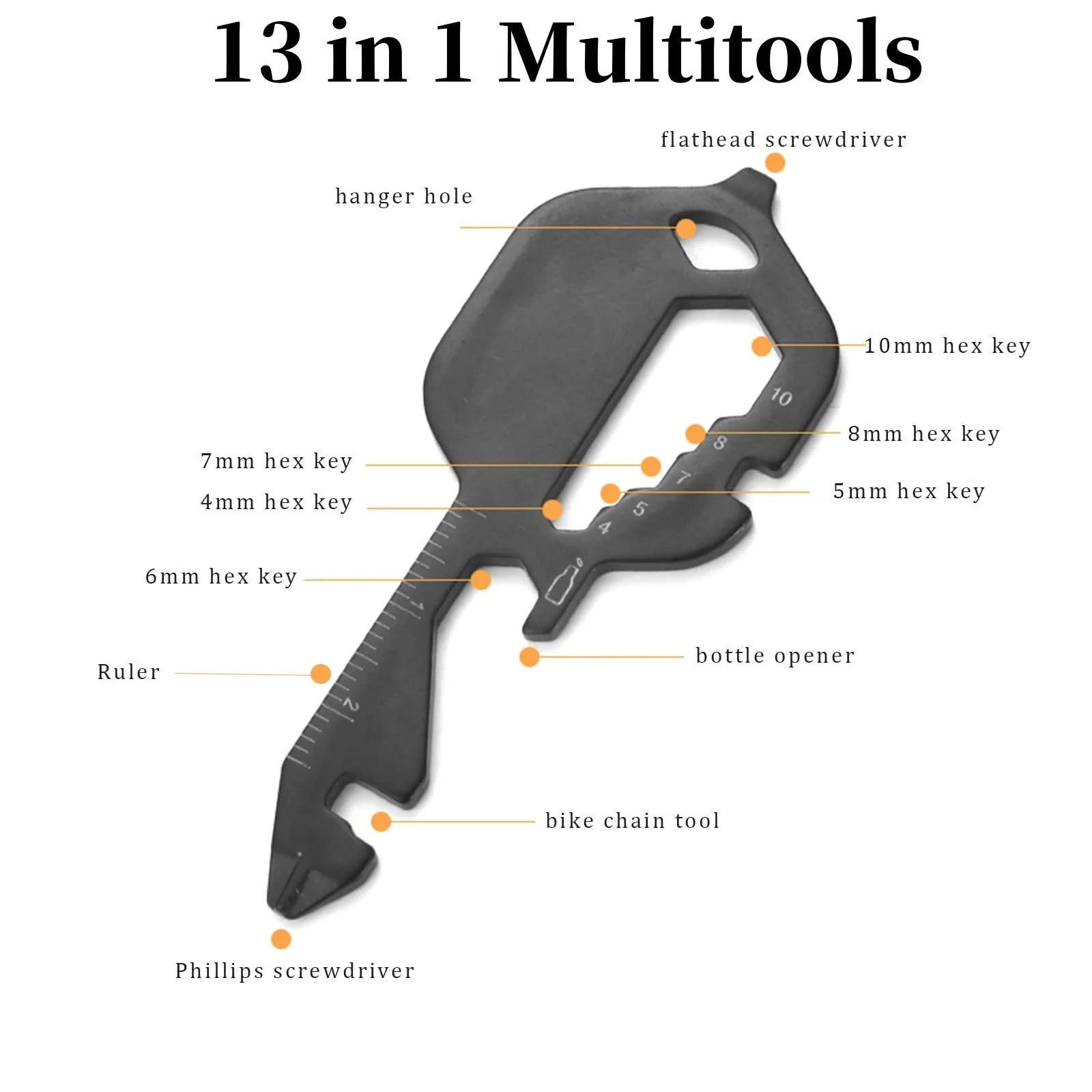 13-in-1 Stainless Steel Keychain Multitool Portable EDC Repair Gadget