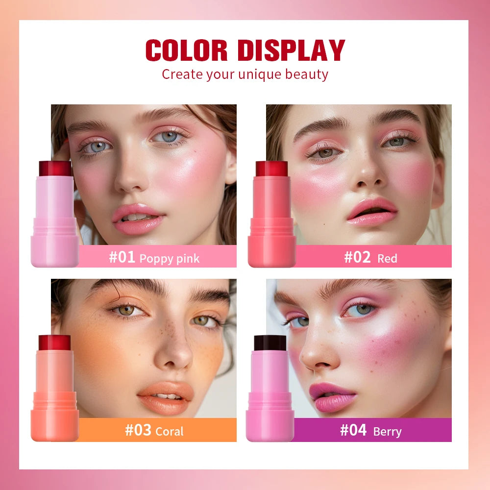 3 in 1 Jelly Tint Stick Hydrating Blush and Lip Tint - 3