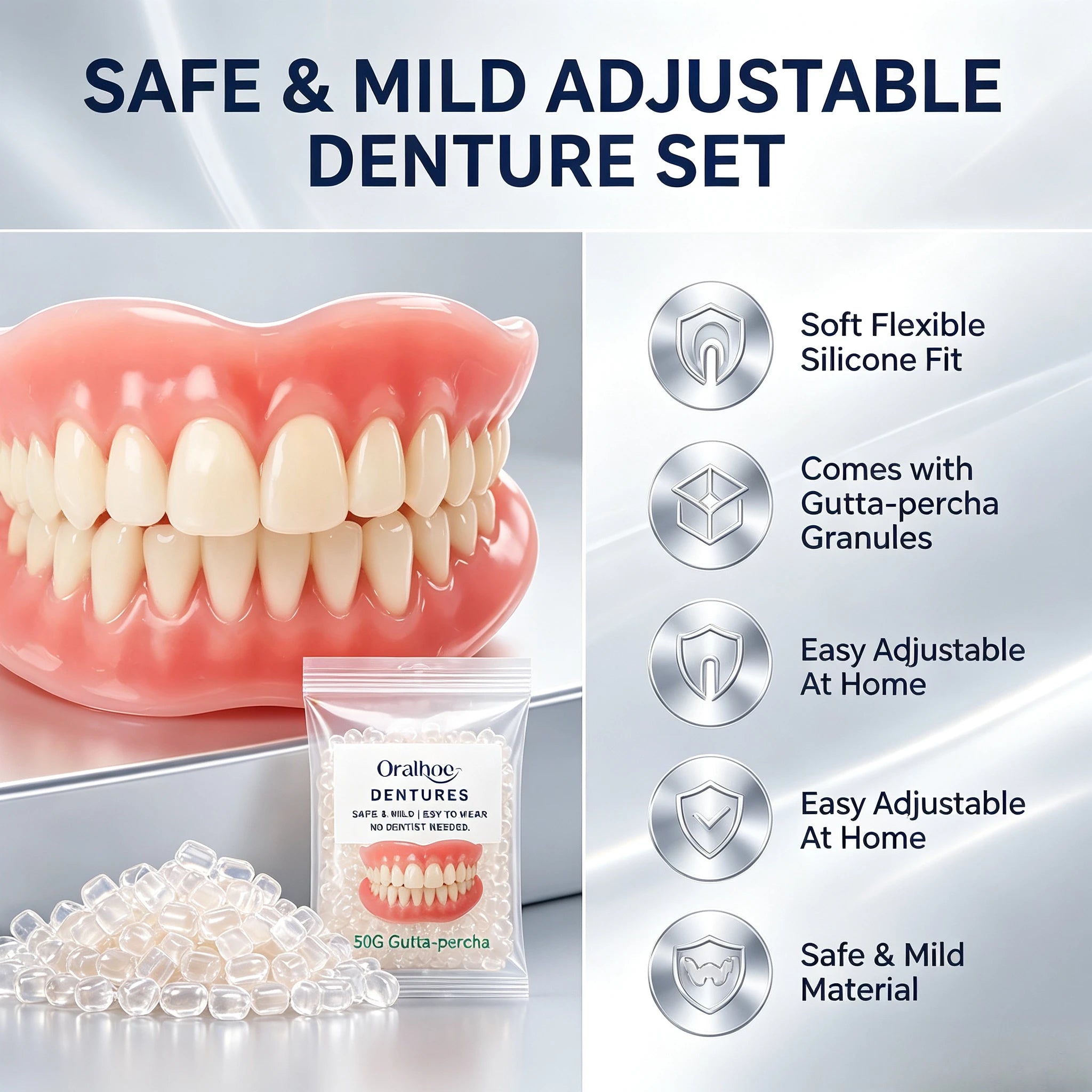 Adjustable Cosmetic Dentures Fake Teeth Set - 6