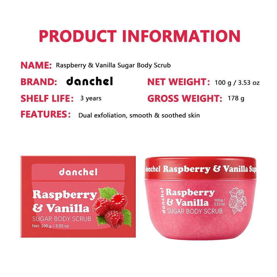Raspberry Vanilla Sugar Body Scrub Exfoliating Moisturizer Skincare - 15