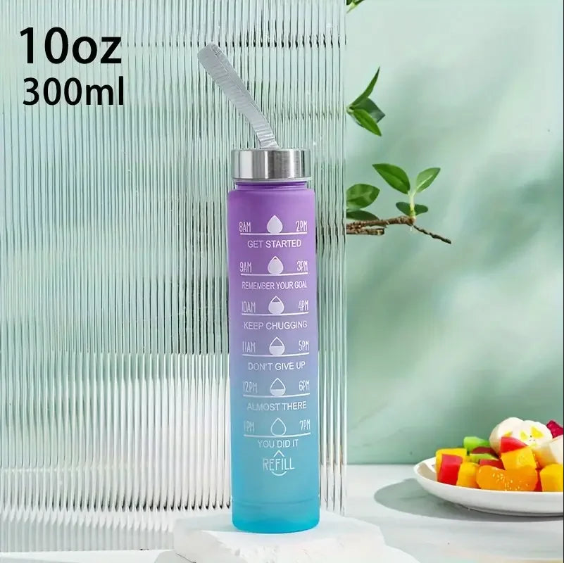 Motivational Water Bottle with Time Marker Leakproof Sport Fitness Jug
