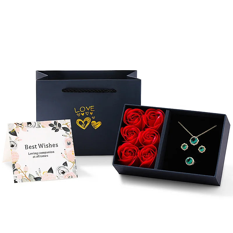 Eternal Rose Jewelry Gift Box for Valentine Day Anniversary Necklace