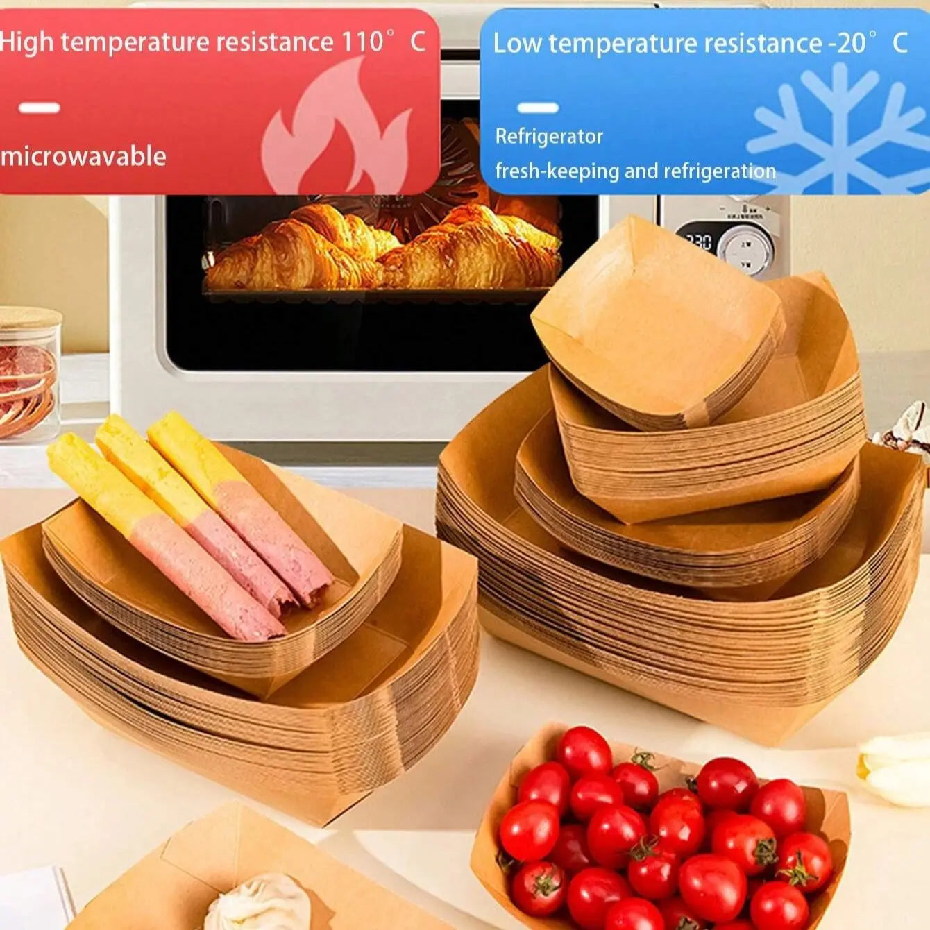 Disposable Kraft Paper Food Boats Snack Trays for Parties and Events - 4