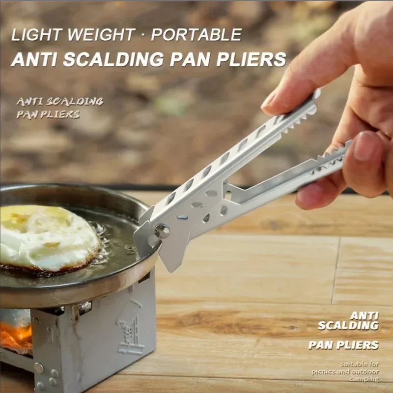 Portable Camping Pot Gripper Anti Scald Pan Clip Handle for Outdoor - 1