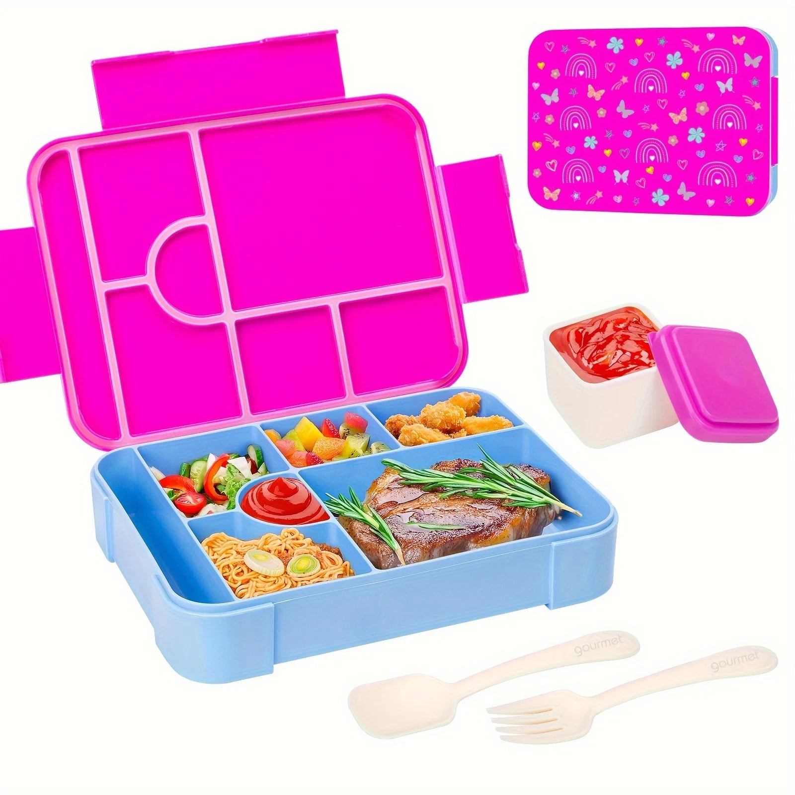Leak-Proof Bento Lunch Box Set Divided Food Container for Kids - 12