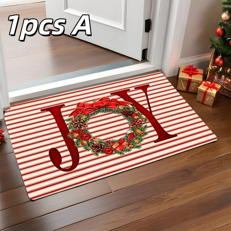 Christmas Door Mat Holiday Welcome Rug Non-Slip Festive Floor Decor - 16