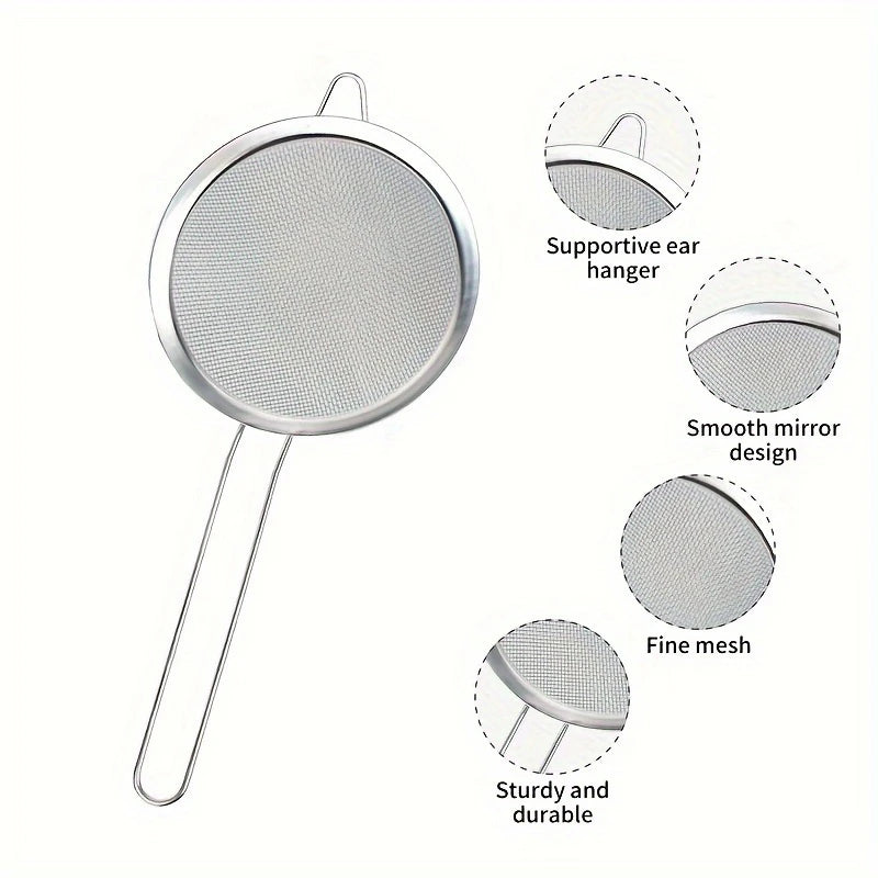 3pc Stainless Steel Fine Mesh Strainer Set Flour Sifter Kitchen Tool