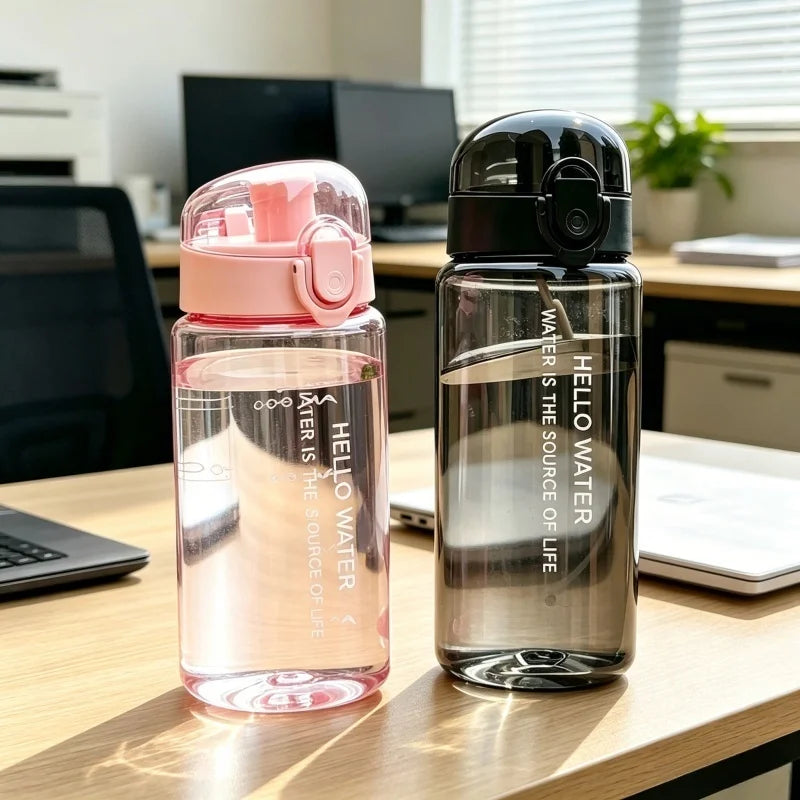 550ml Leak Proof Sports Water Bottle with Time Marker and Straw