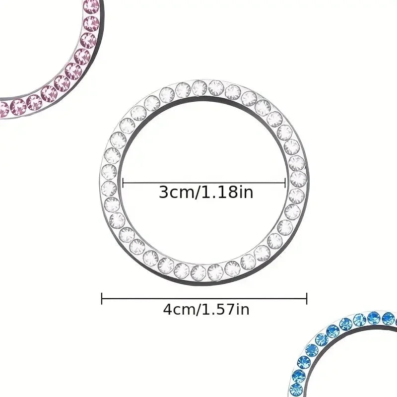 Car Engine Start Stop Button Ring Bling Rhinestone Ignition Trim - 6