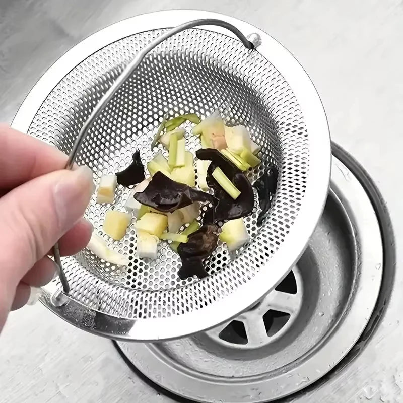 Stainless Steel Kitchen Sink Strainer and Drain Filter Basket with Handle