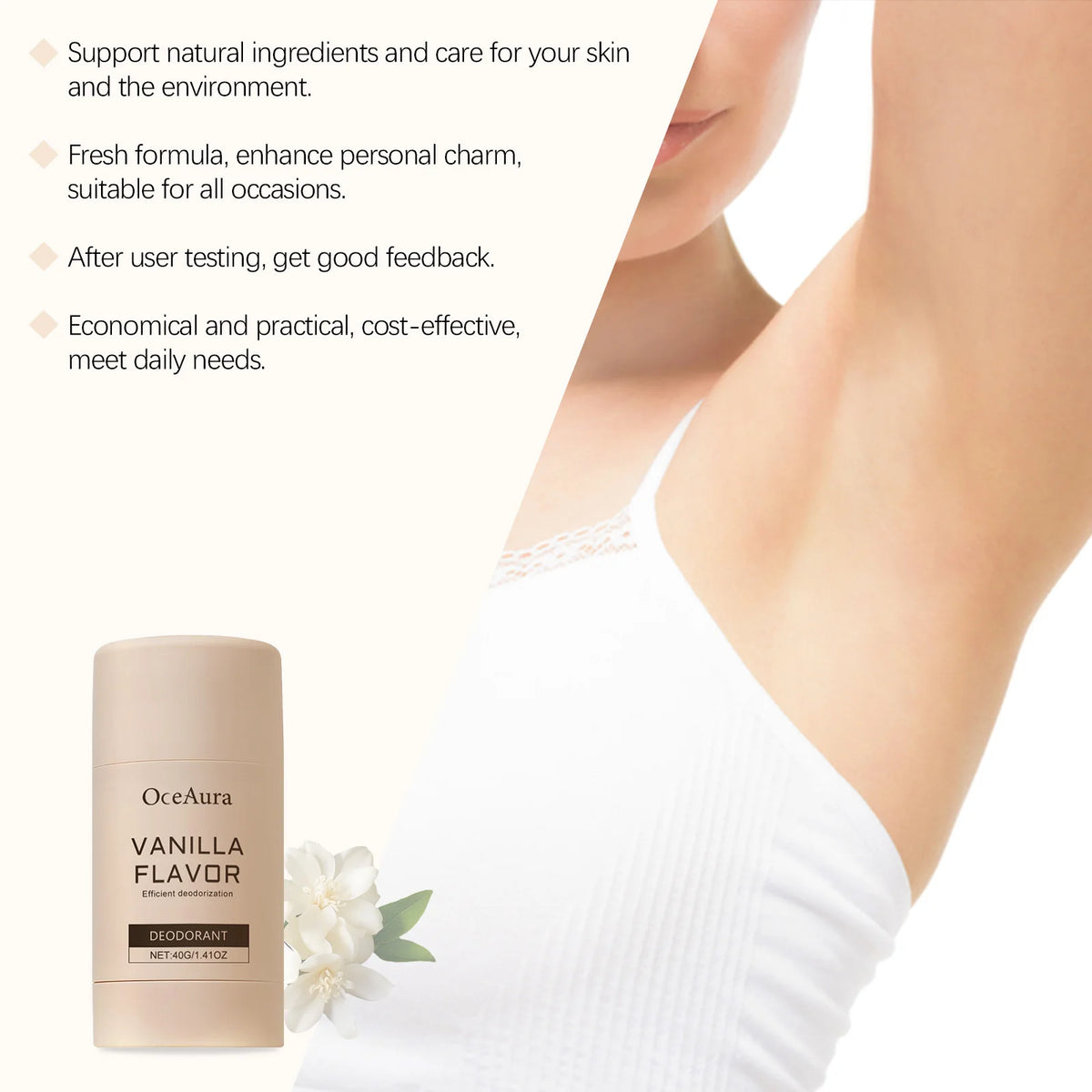 Vanilla Deodorant Stick Antiperspirant Body Odor Control Cream
