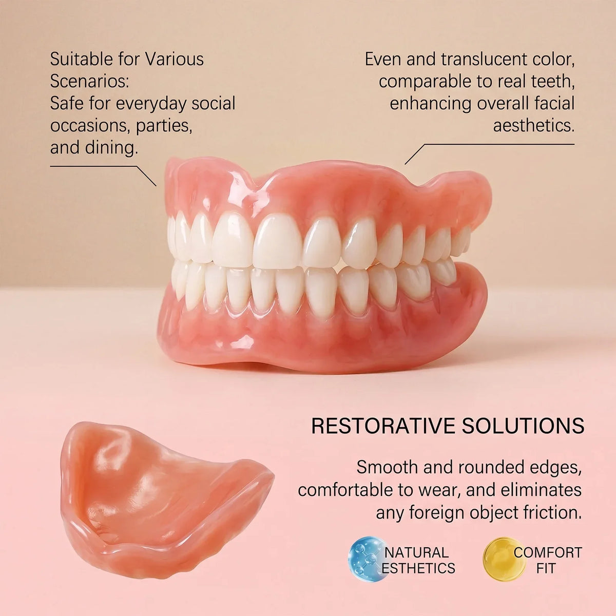 Silicone Dentures Full Mouth Natural Teeth Fake Teeth