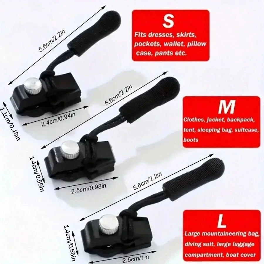 Universal Zipper Repair Kit Detachable Zipper Slider Replacement Puller - 6