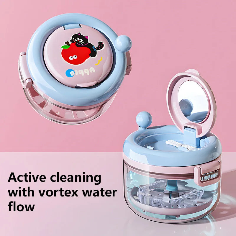 Denture Cleaning Box Storage Container With Drainage Tray