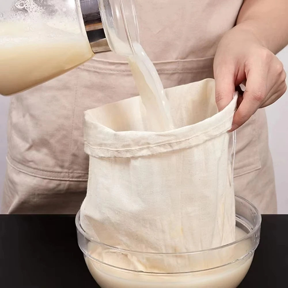 Reusable Cotton Food Filter Bag Herbal Spice Strainer Mesh Nut Milk Bag - 3