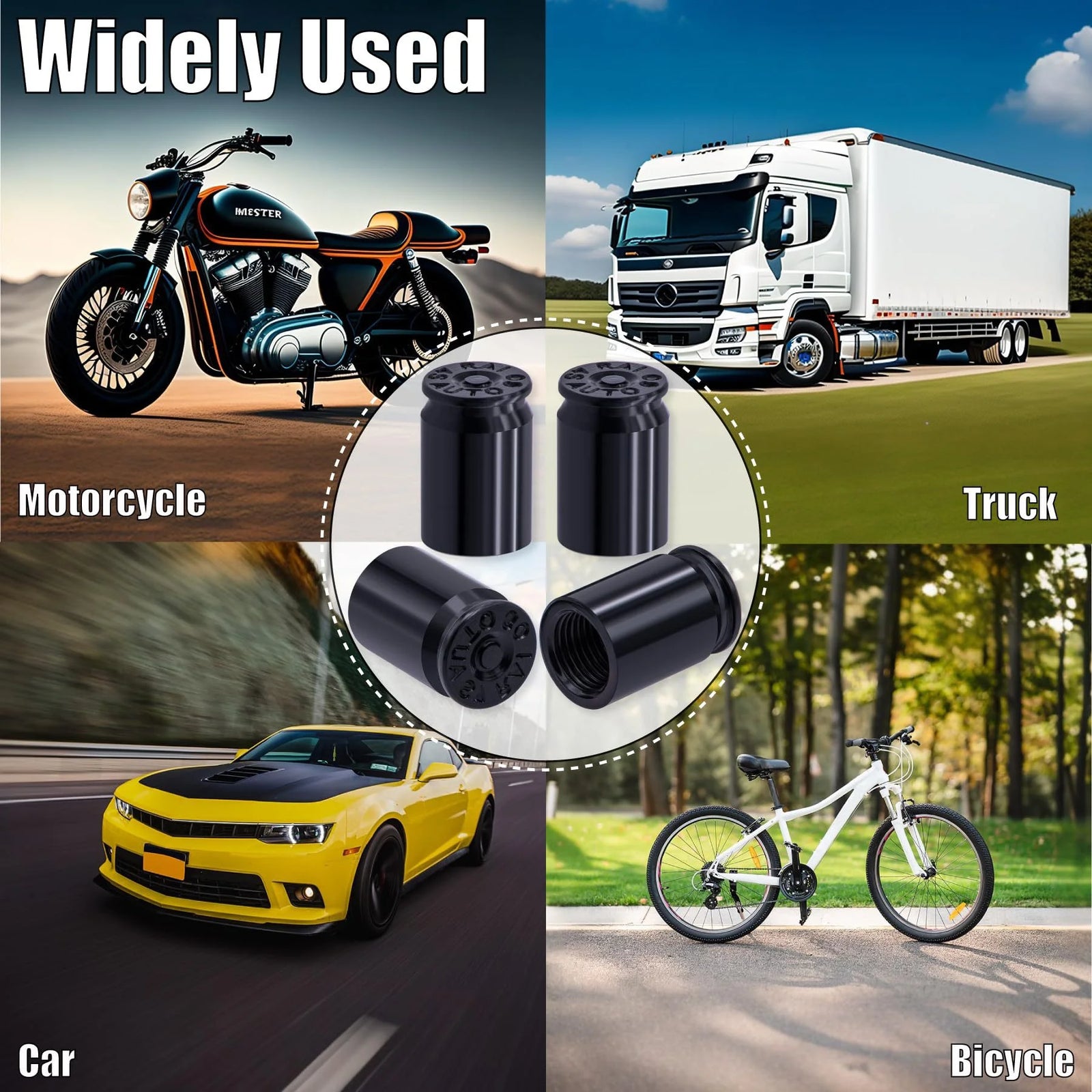 4PCS Bullet Valve Stem Caps Aluminum Tire Air Caps for Car Truck Bike